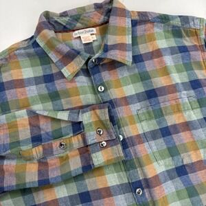 Cabon 2 Cobalt Button Up Long Sleeve Shirt Mens L Multicolor Check Fall‎ Winter